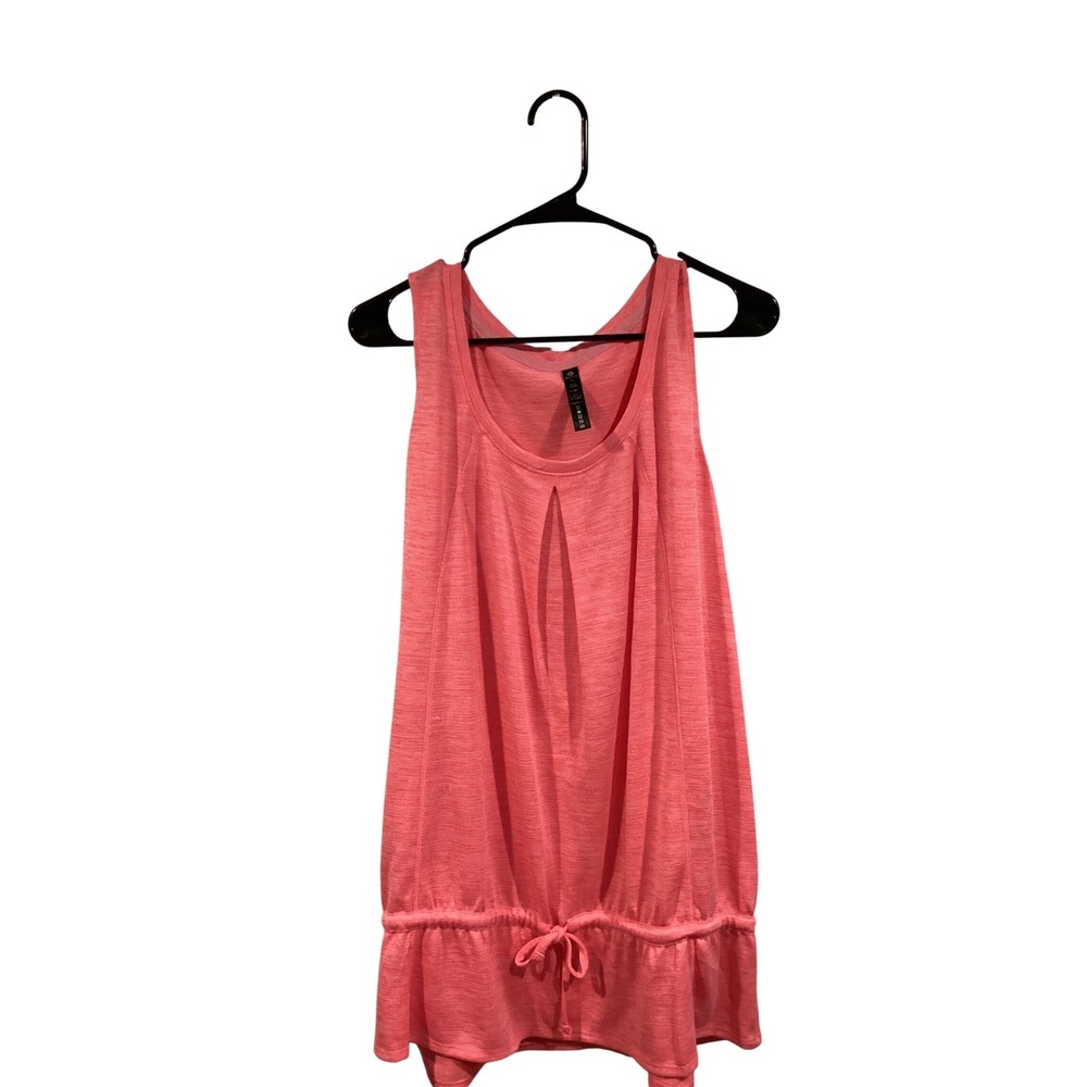 90 Degree by Reflex Women 2X Coral Pink Heathered Drawstring Hem Tank‎ Top NWT